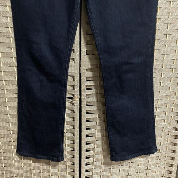 Loft Outlet HIGH RISE FLARE CROP Jeans Size 10 Dark Wash Blue Button Fly Stretch - Picture 4 of 10